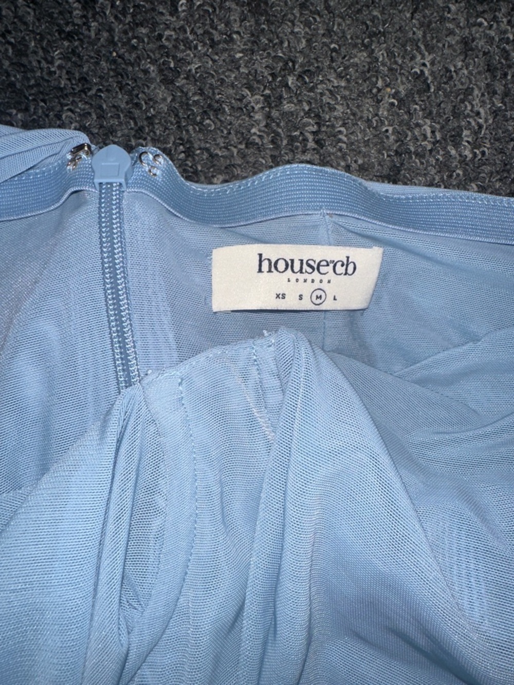 House of CB Clementine One-Shoulder Light Baby Blue Ruched Bodycon Dress Medium - Picture 6 of 8